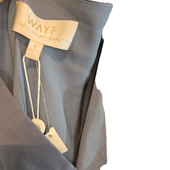 Wayf The Bea Blue Wrap Satin Wrap Maxi Dress - Picture 5 of 7